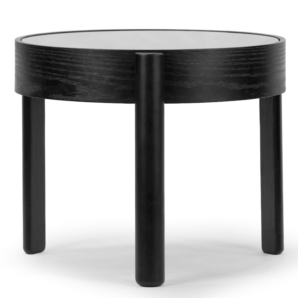 Anika Black Round Side Table with Tempered Glass Top. Picture 2