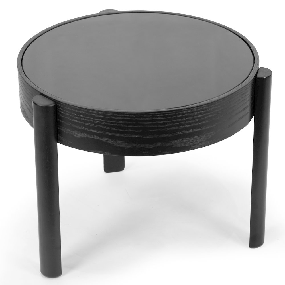 Anika Black Round Side Table with Tempered Glass Top. Picture 3