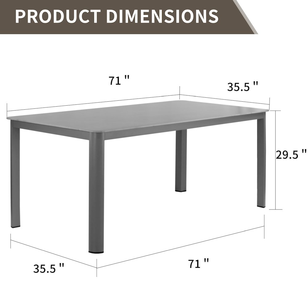 Bia Grey Outdoor Dining Table with Stone Top. Picture 6