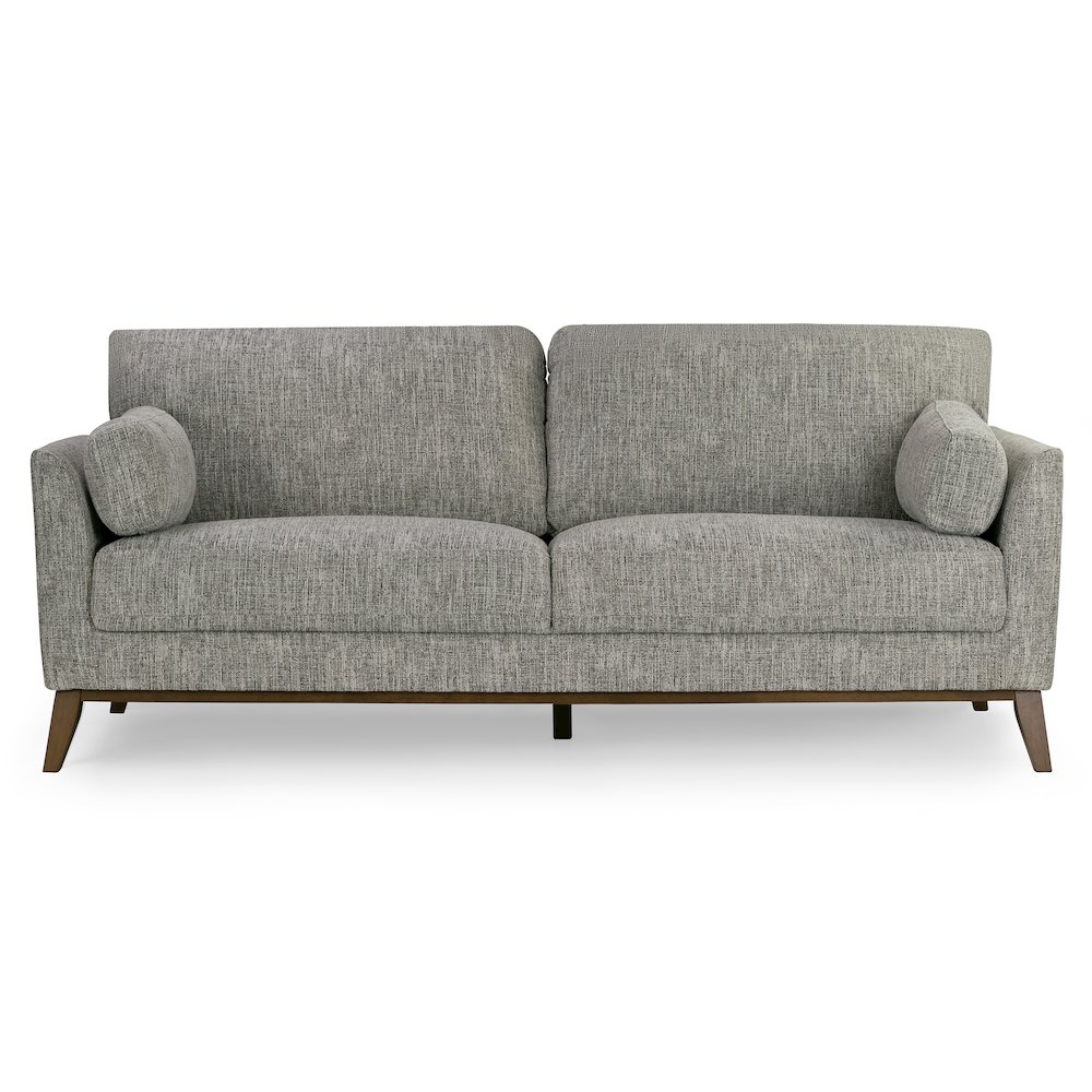 Birre Black and Ivory Blend Chenille Tweed Fabric Sofa with Walnut Legs. Picture 1