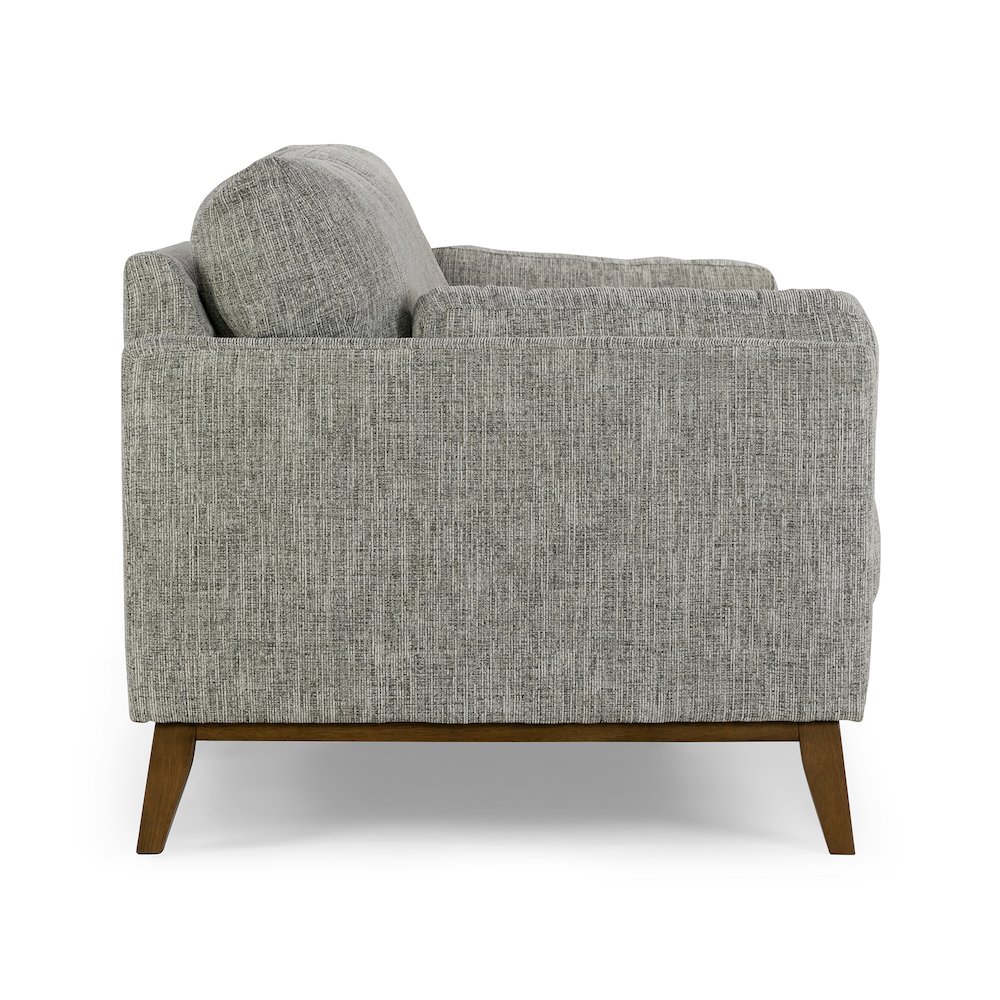 Birre Black and Ivory Blend Chenille Tweed Fabric Sofa with Walnut Legs. Picture 3