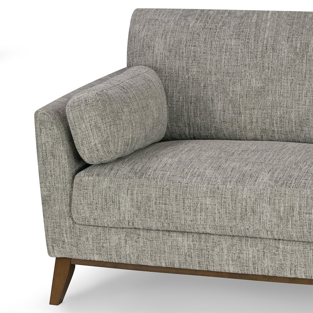 Birre Black and Ivory Blend Chenille Tweed Fabric Sofa with Walnut Legs. Picture 6