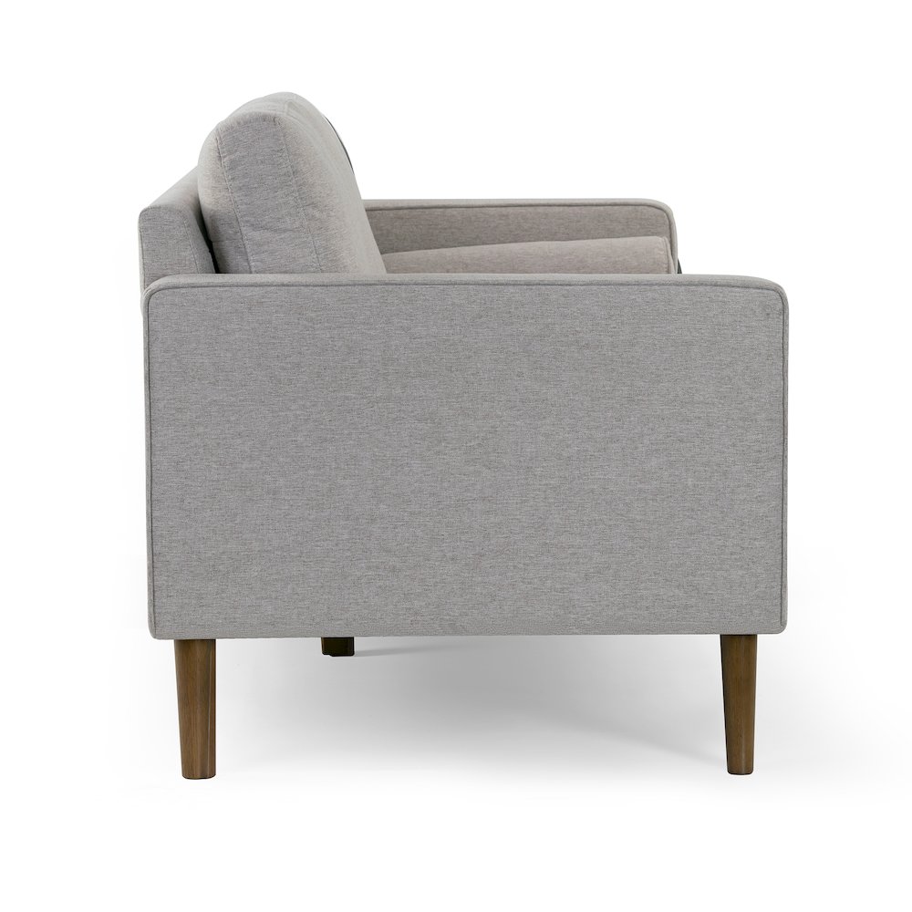 Bisera Beige Twill Tufted Fabric Sofa with Walnut Wood Legs. Picture 3