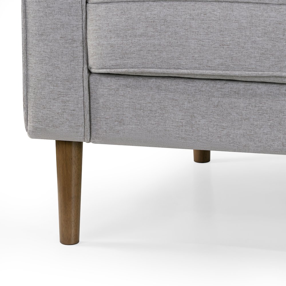 Bisera Beige Twill Tufted Fabric Sofa with Walnut Wood Legs. Picture 5