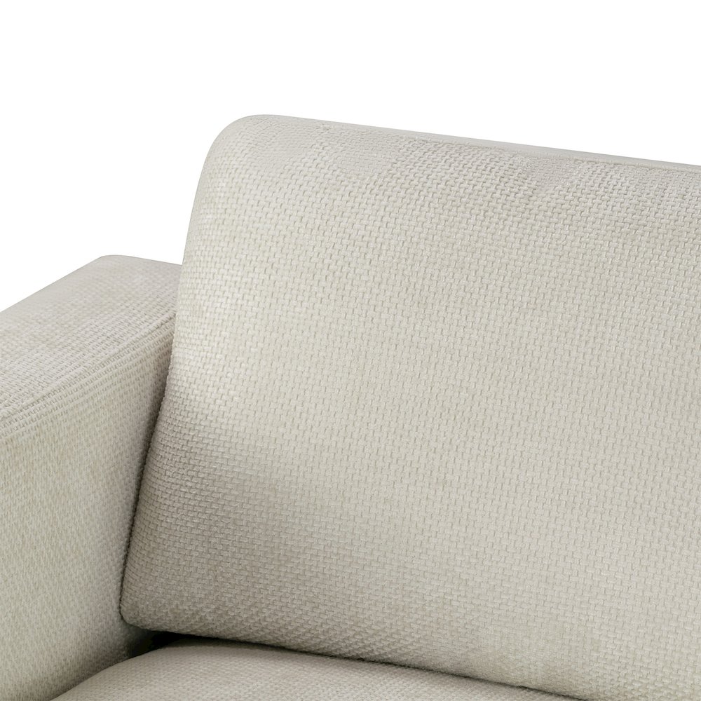 Bishop White Corduroy Twill Fabric Sofa with Walnut Wood Legs. Picture 6