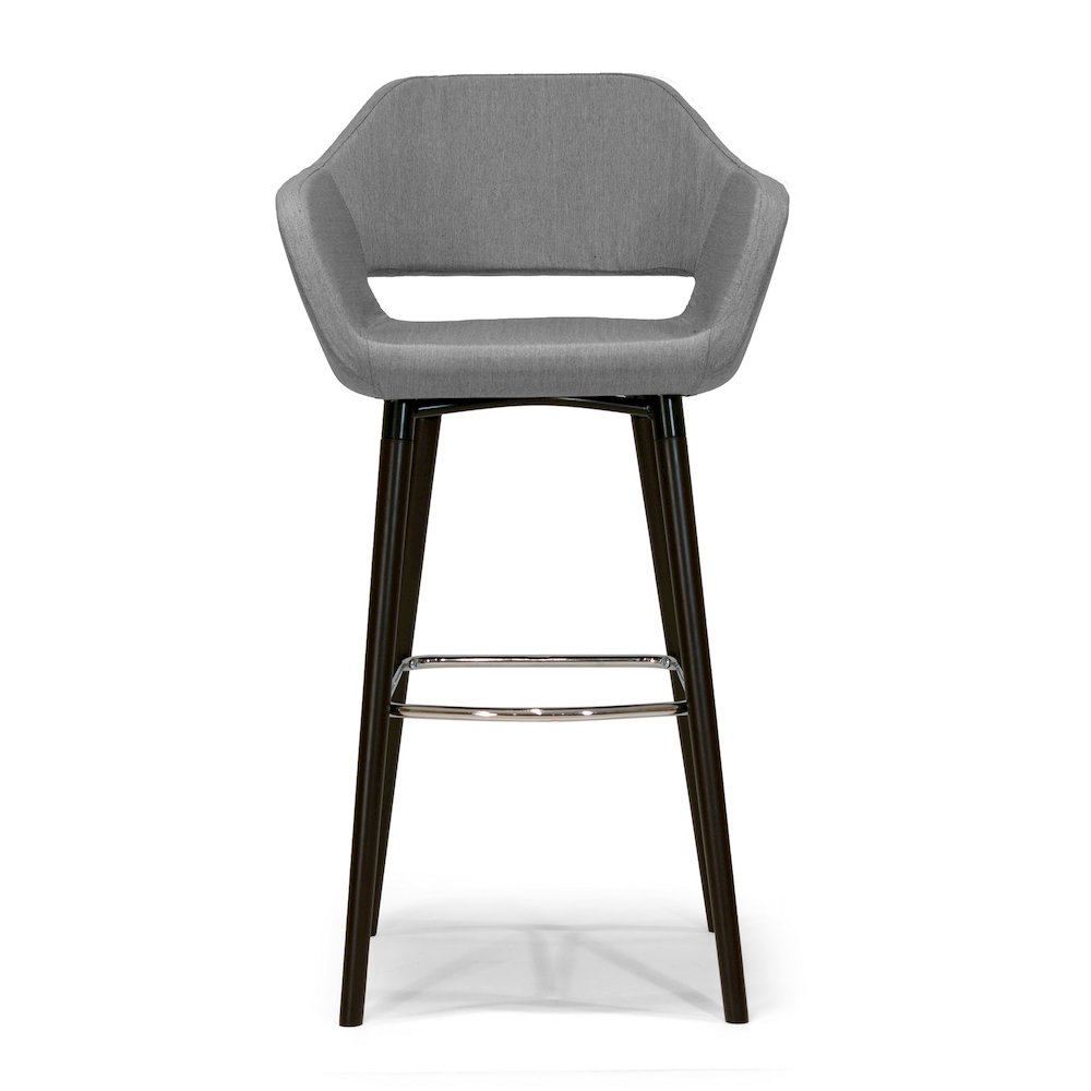 Set of 2 Adel Modern Gray Fabric Bar Stool with Beech Legs. Picture 1