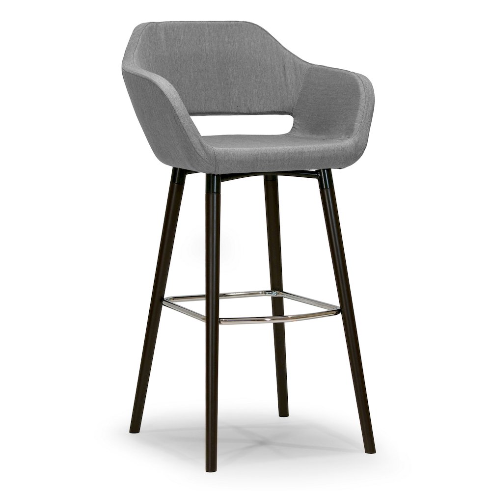 Set of 2 Adel Modern Gray Fabric Bar Stool with Beech Legs. Picture 3