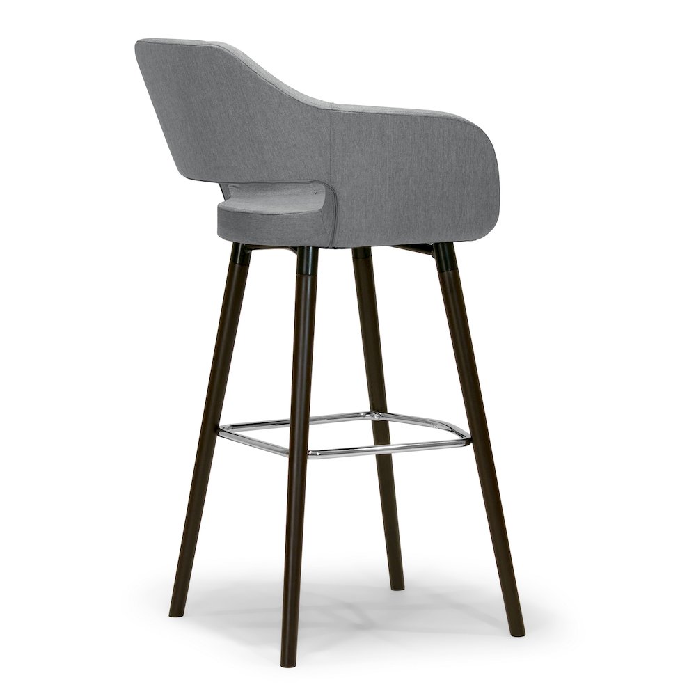 Set of 2 Adel Modern Gray Fabric Bar Stool with Beech Legs. Picture 4