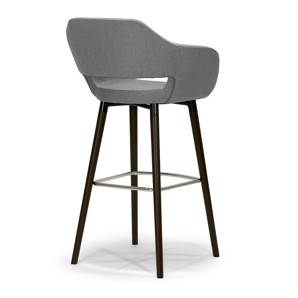 Set of 2 Adel Modern Gray Fabric Bar Stool with Beech Legs. Picture 6