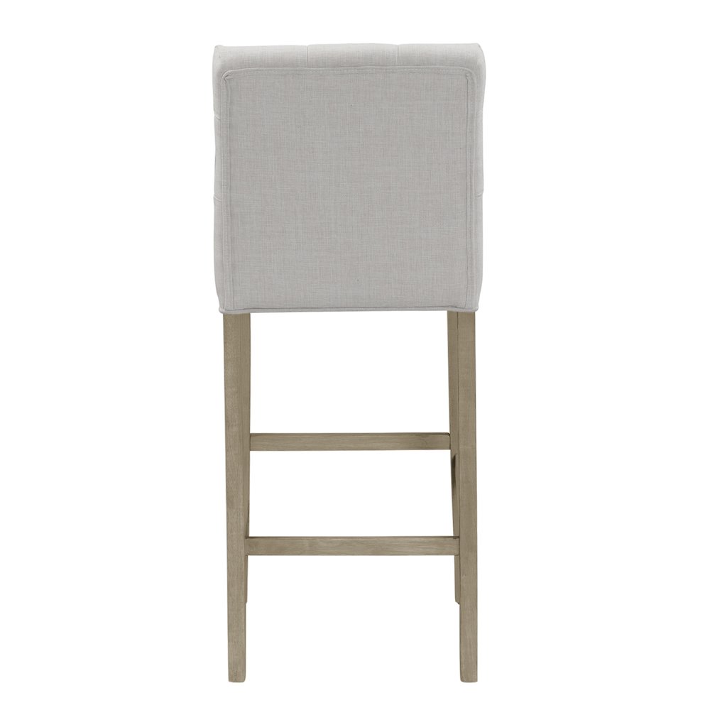 Set of 2 Alee Beige Fabric Bar Stool with Tufted Buttons and Wood Legs. Picture 5