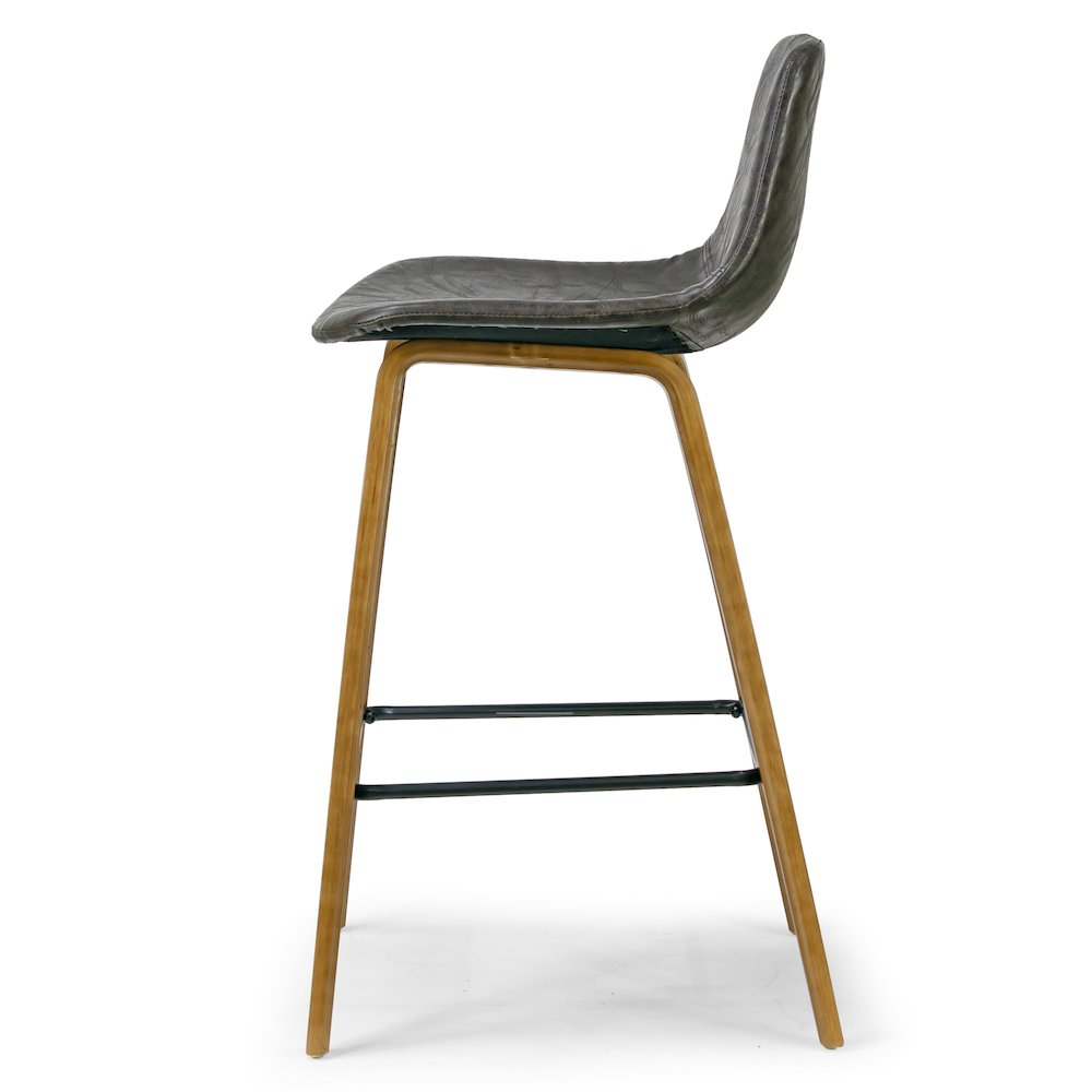 Set of 2 Brown Bar Stool Walnut Finish Plywood Legs and Metal Footrest. Picture 4
