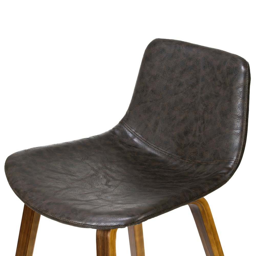 Set of 2 Brown Bar Stool Walnut Finish Plywood Legs and Metal Footrest. Picture 6
