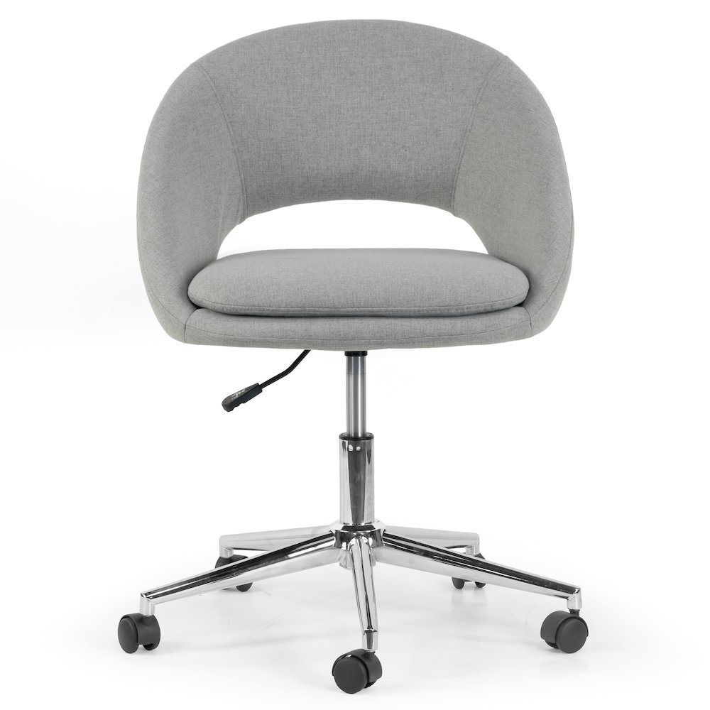 Gray Fabric Upholstered Adjustable Height Swivel Office Chair Wheel Base. Picture 1