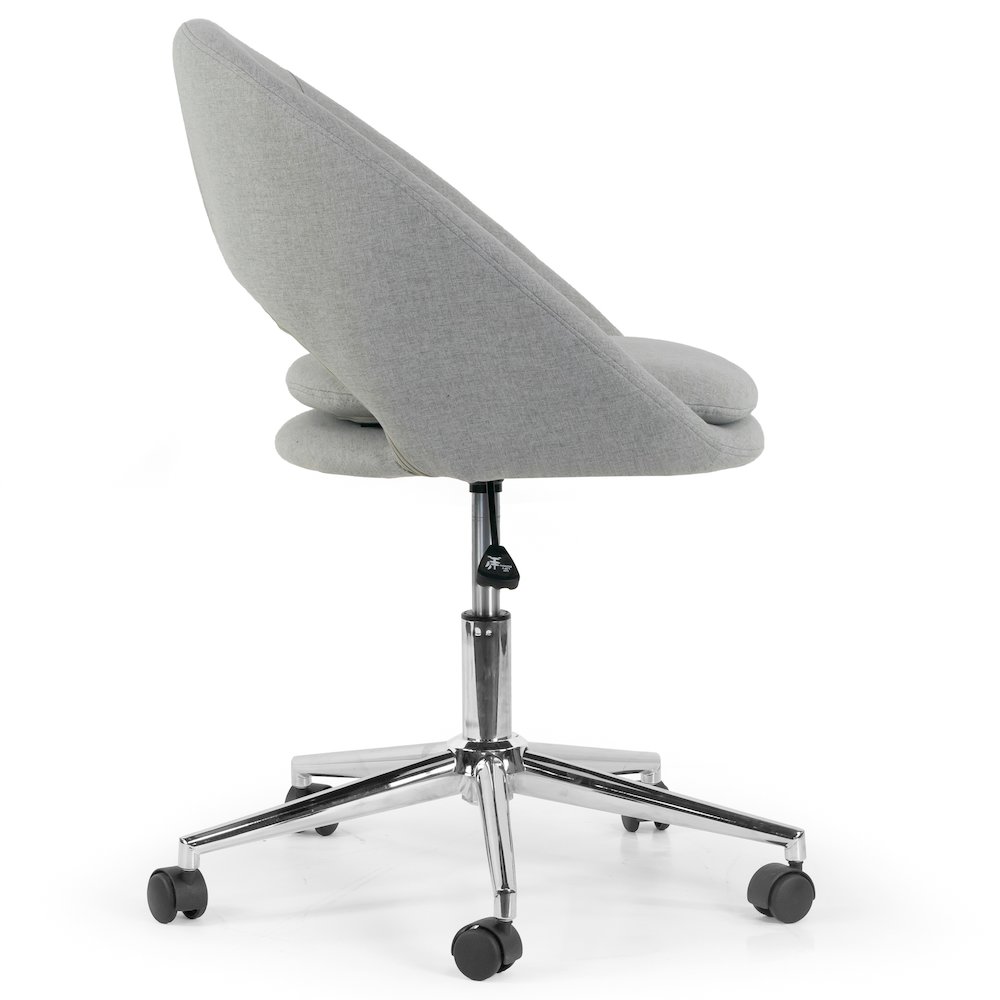 Gray Fabric Upholstered Adjustable Height Swivel Office Chair Wheel Base. Picture 3