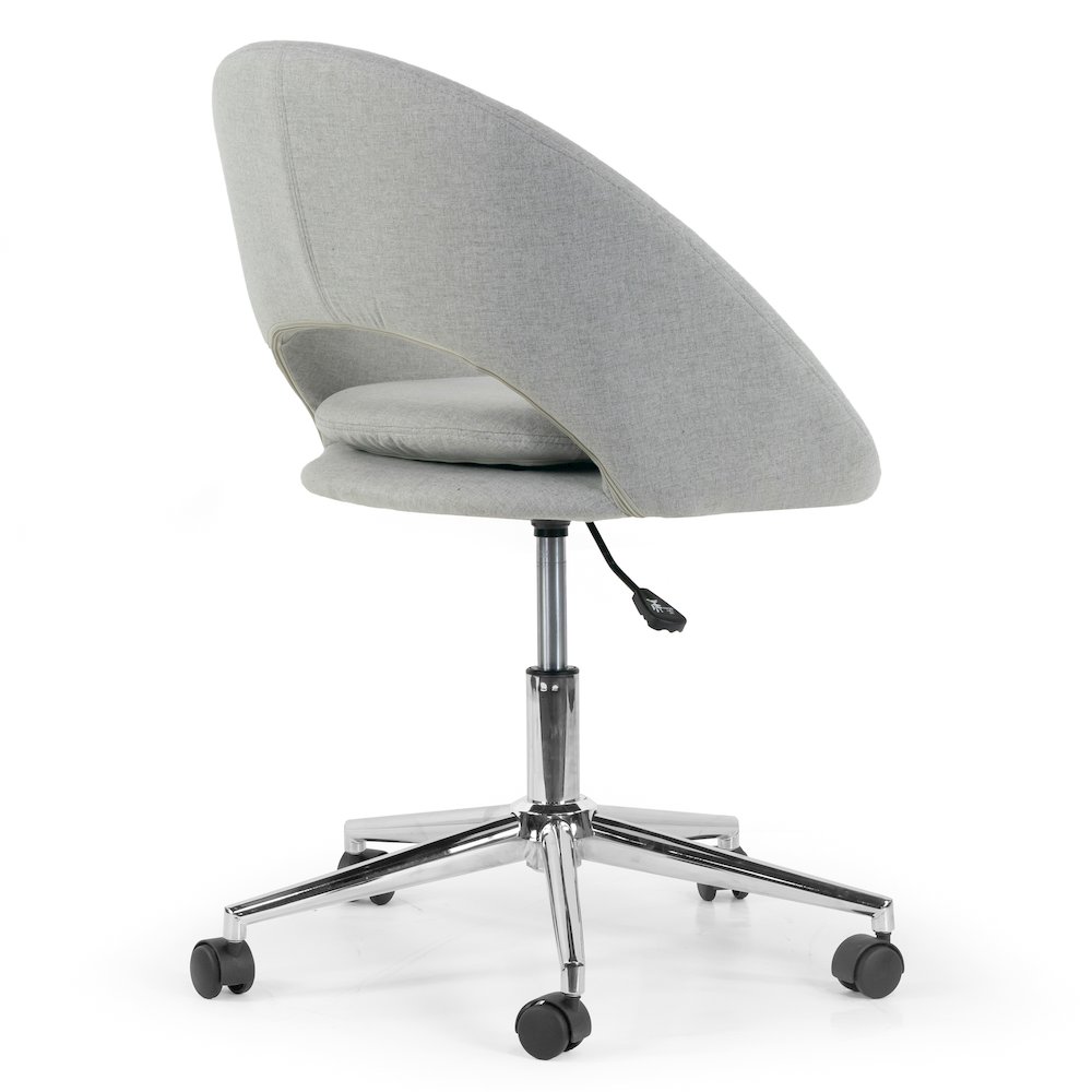 Gray Fabric Upholstered Adjustable Height Swivel Office Chair Wheel Base. Picture 4
