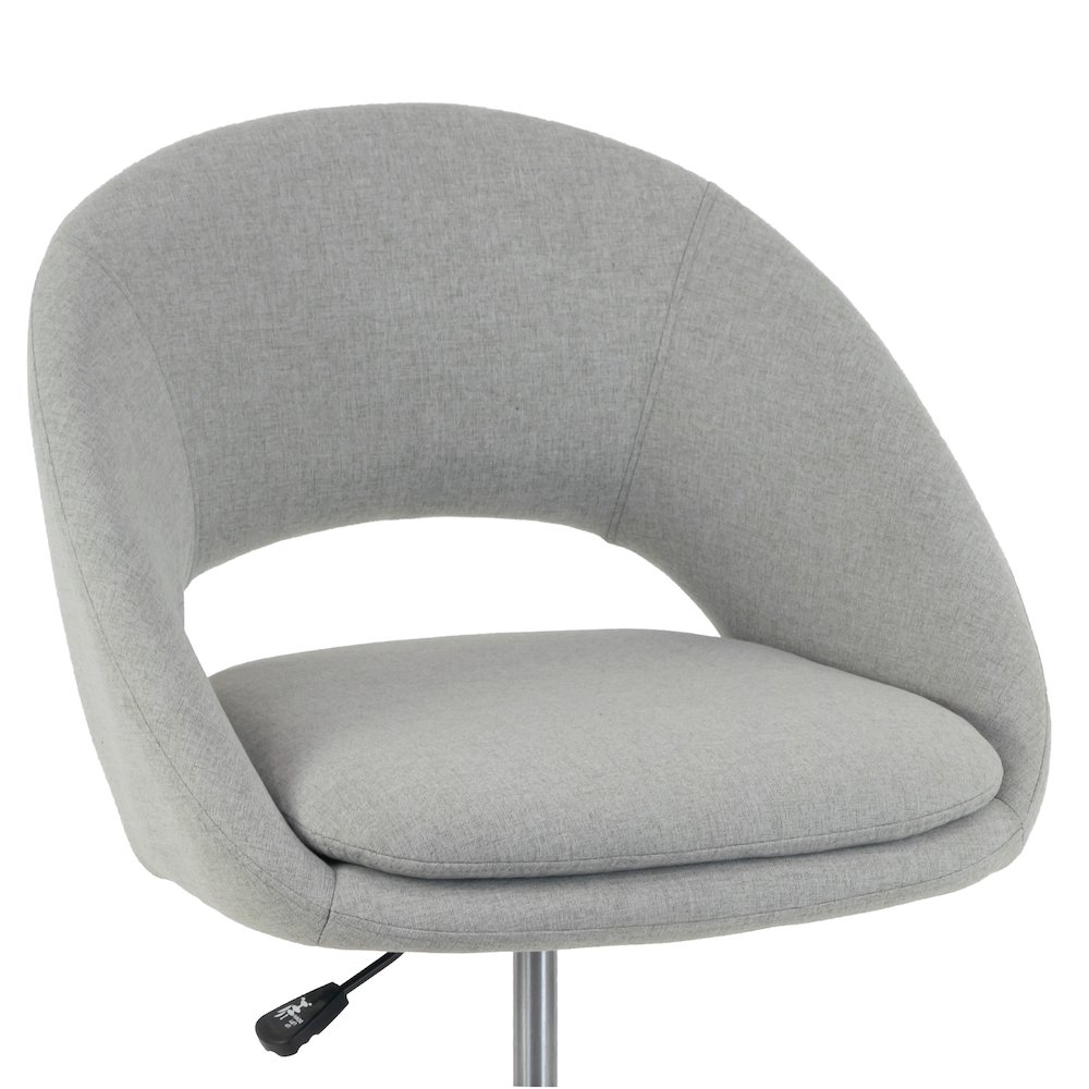 Gray Fabric Upholstered Adjustable Height Swivel Office Chair Wheel Base. Picture 5