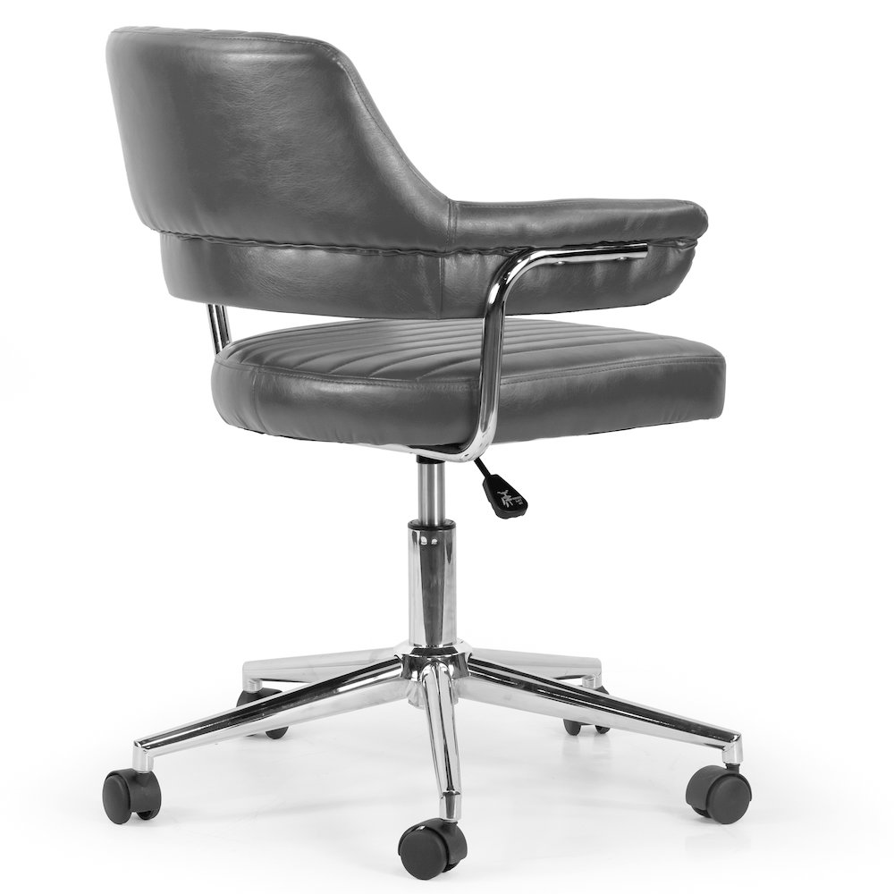 Avery Gray Faux Leather Adjustable Height Swivel Office Chair with Arms. Picture 4