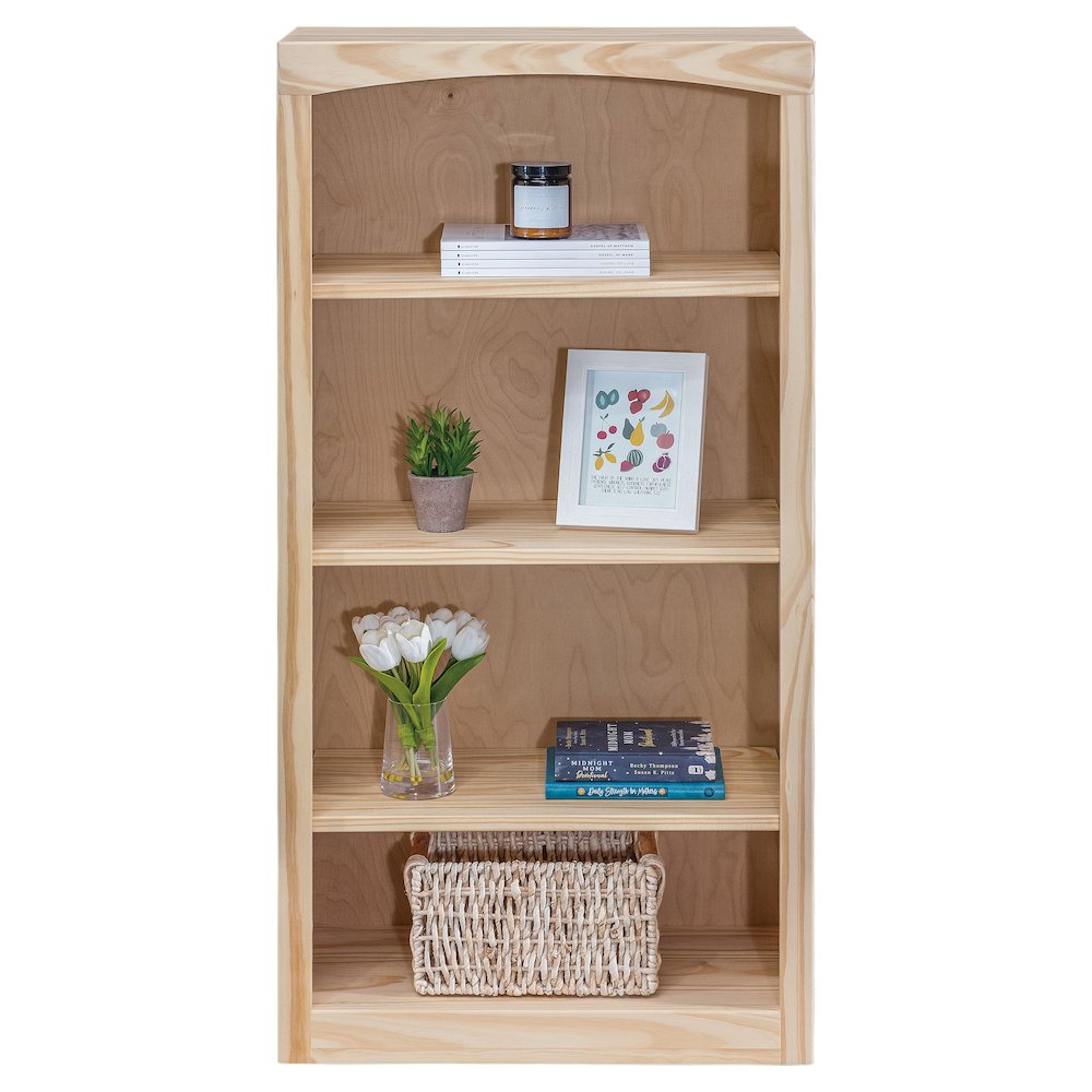 Traditional Unfinished Pine Bookcase, Rectangular. Picture 3