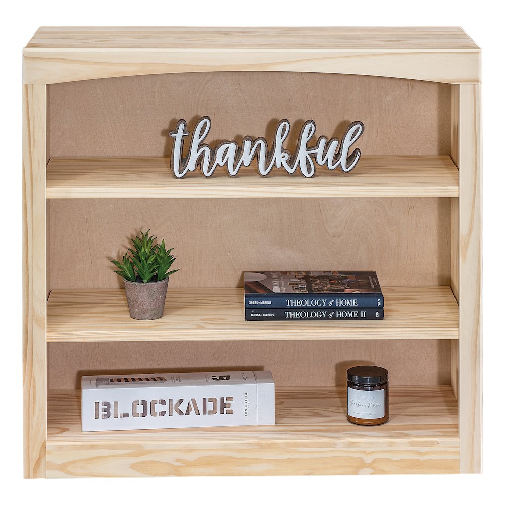 Traditional Unfinished Pine Bookcase, Square. Picture 2