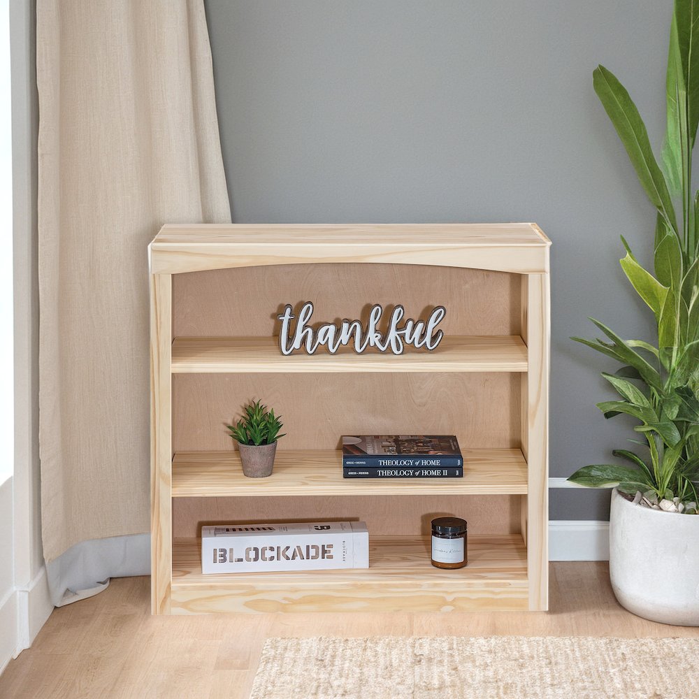 Traditional Unfinished Pine Bookcase, Square. Picture 4