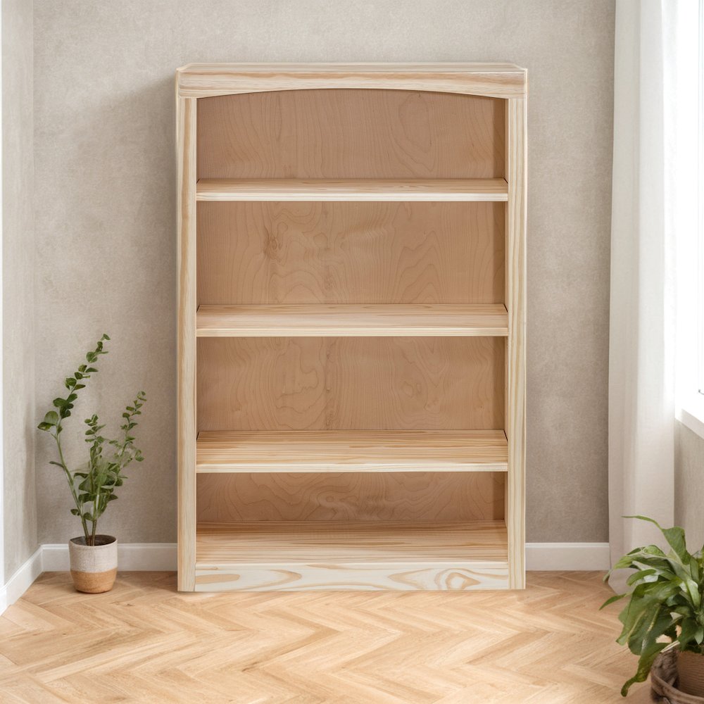 Traditional Unfinished Pine Bookcase, Rectangular. Picture 4