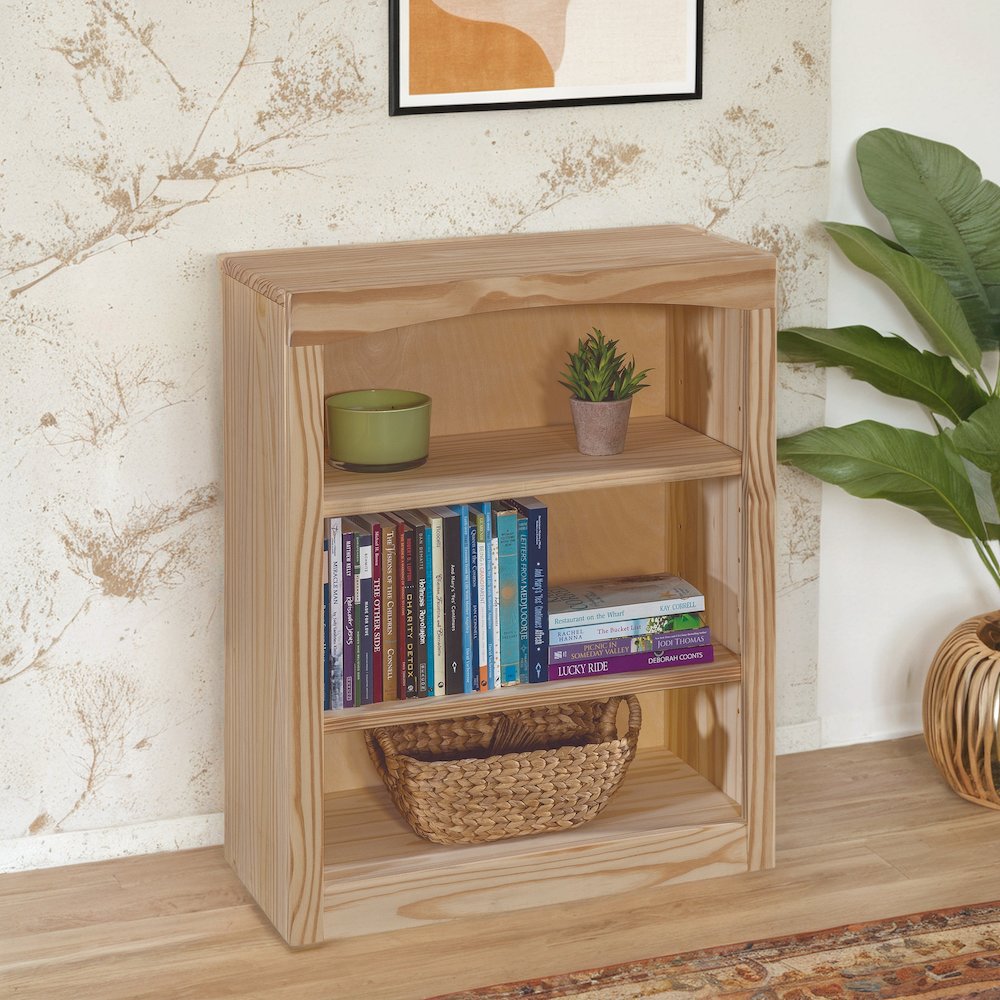 Traditional Unfinished Pine Bookcase, Rectangular. Picture 4