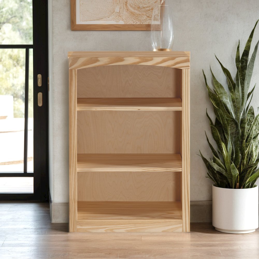 Traditional Unfinished Pine Bookcase, Rectangular. Picture 3