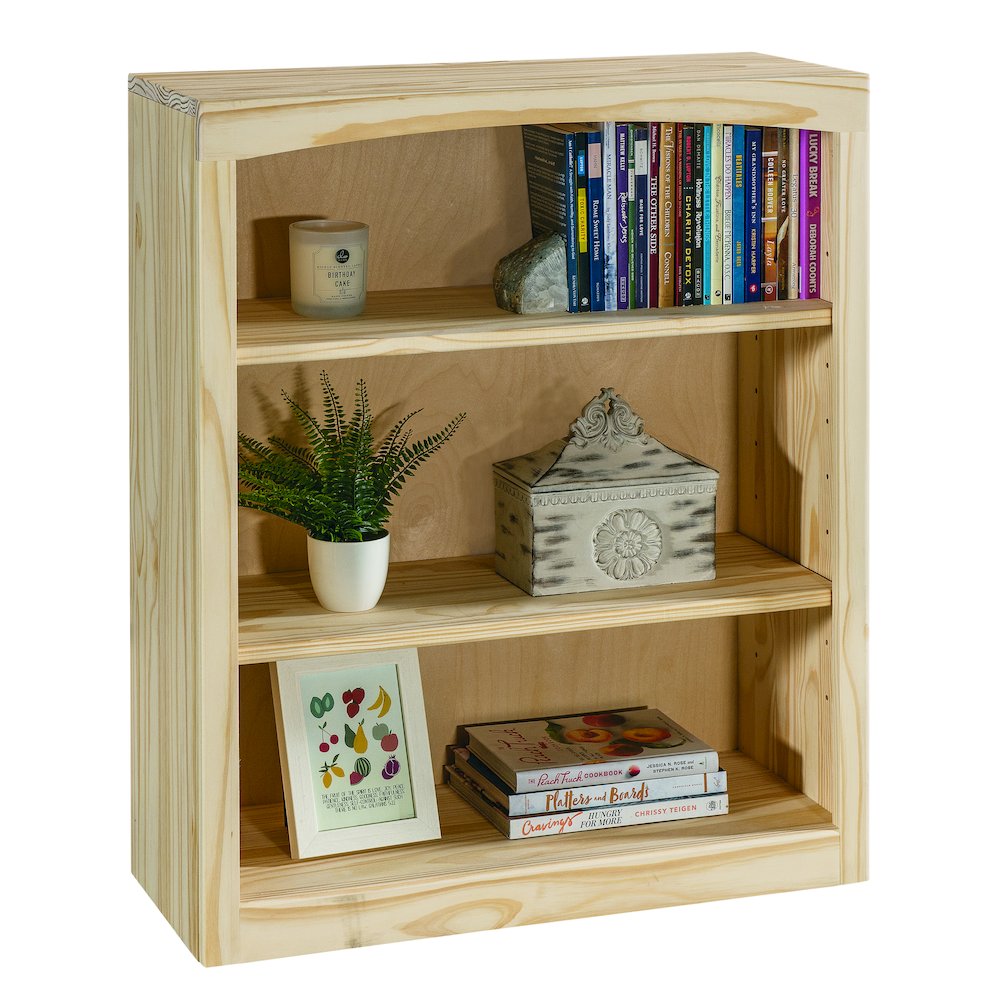 Traditional Unfinished Pine Bookcase, Rectangular. Picture 2