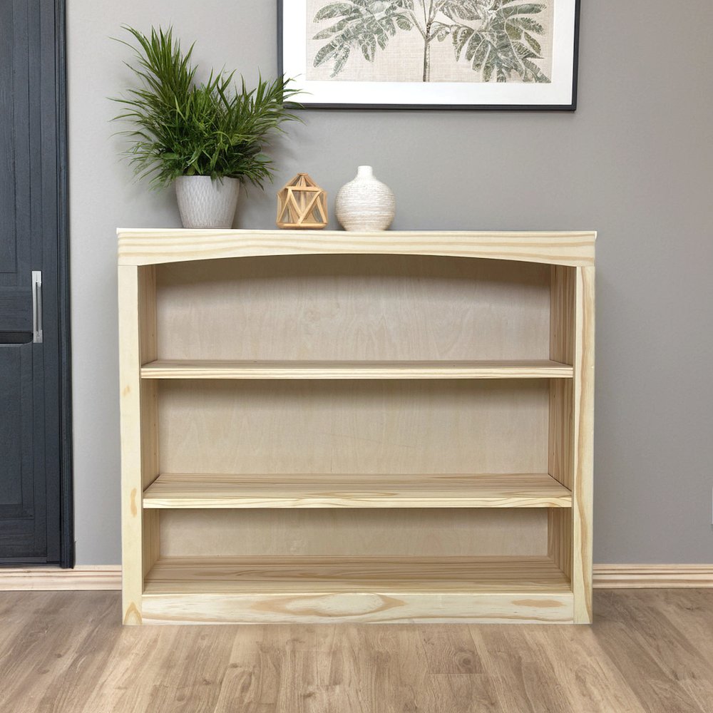 Traditional Unfinished Pine Bookcase, Rectangular. Picture 3