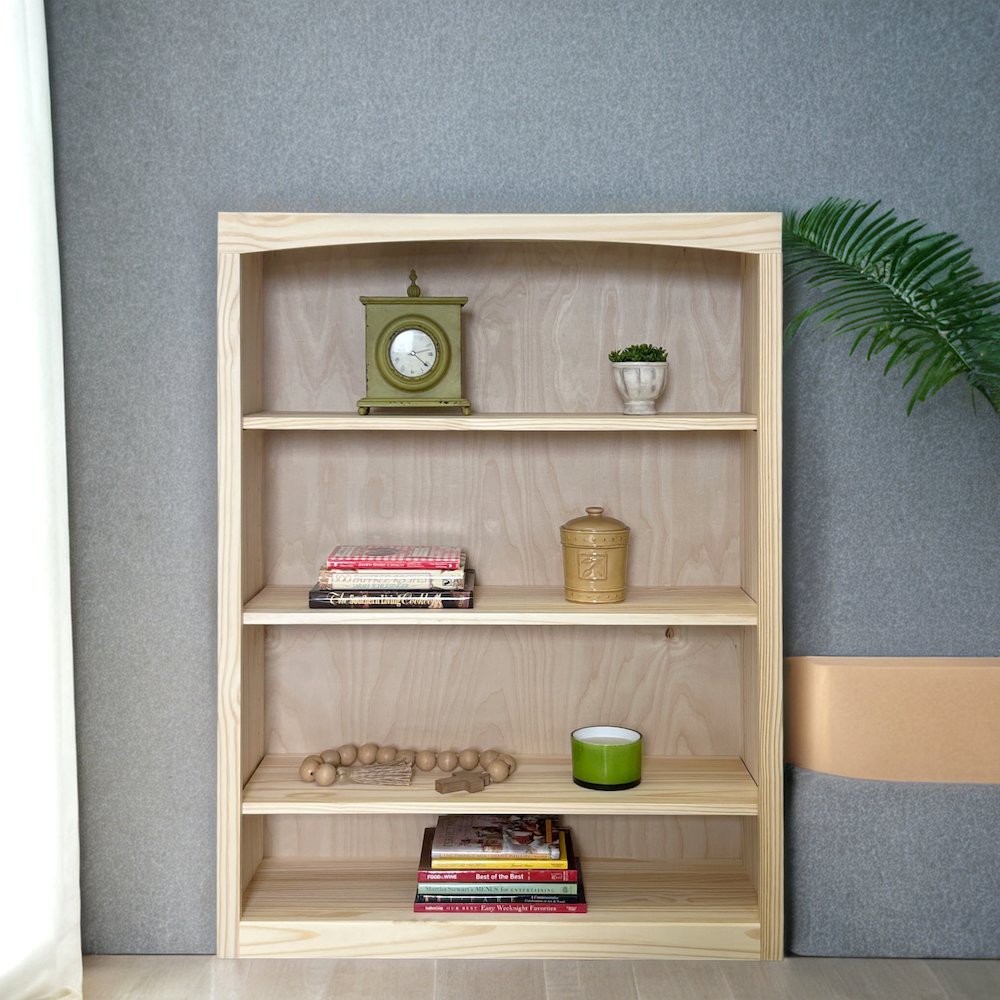 Traditional Unfinished Pine Bookcase, Rectangular. Picture 4