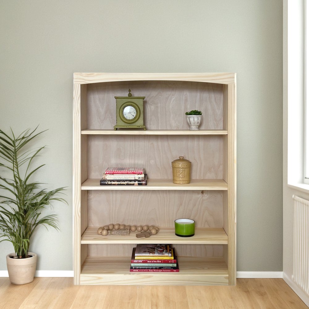 Traditional Unfinished Pine Bookcase, Rectangular. Picture 2