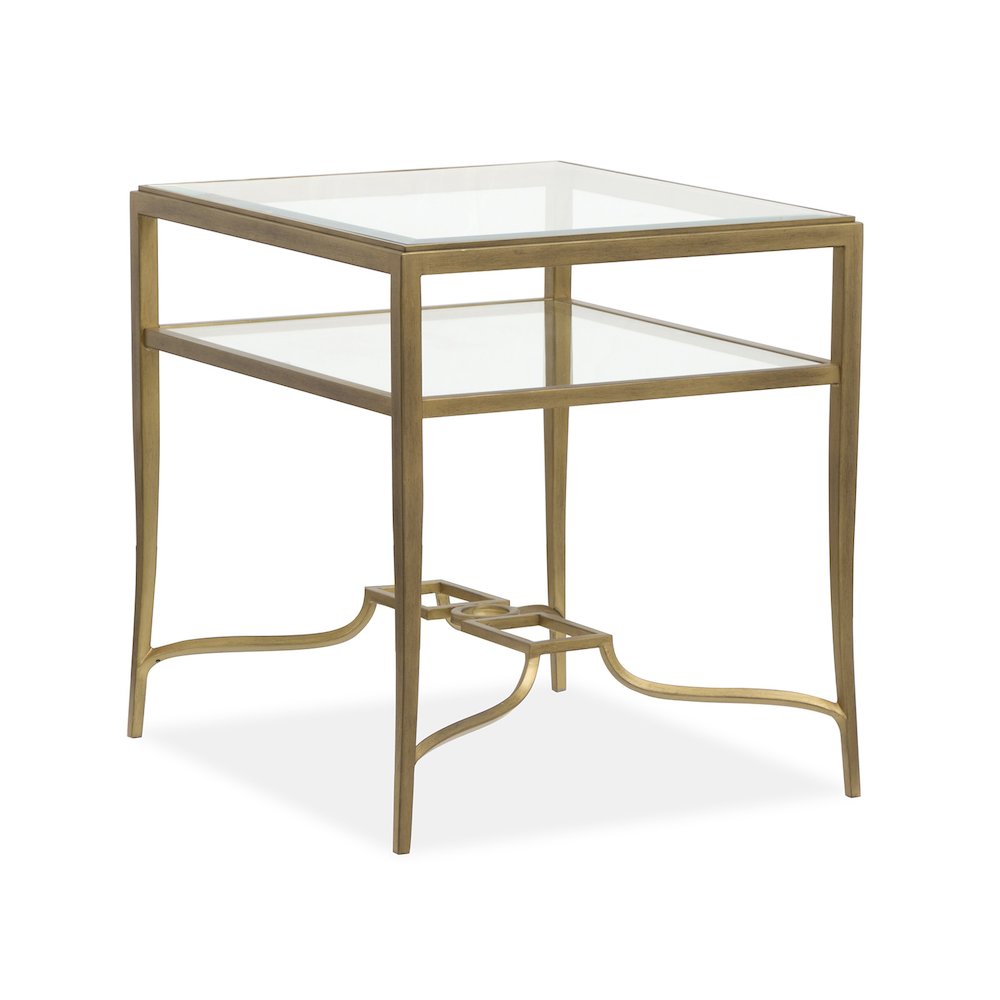 Lorena Burnished Brass Rectangular End Table. Picture 1