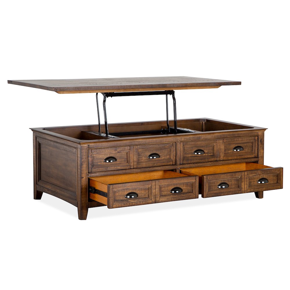Bay Creek Toasted Nutmeg Lift Top Storage Cocktail Table With Casters. Picture 6