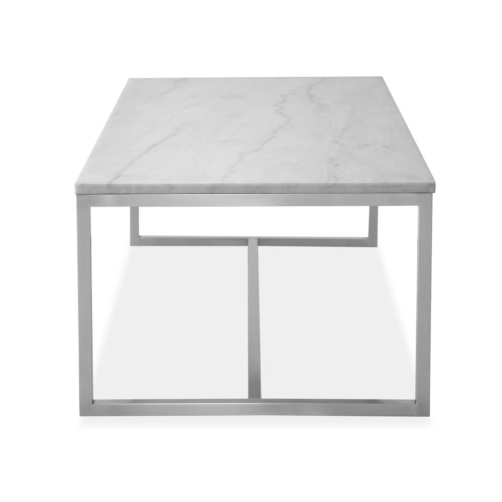 Esme White Marble And Brushed Nickel Rectangular Cocktail Table. Picture 4