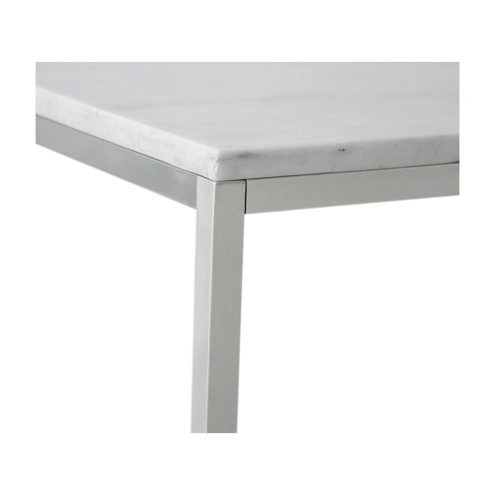 Esme White Marble And Brushed Nickel Rectangular Cocktail Table. Picture 6