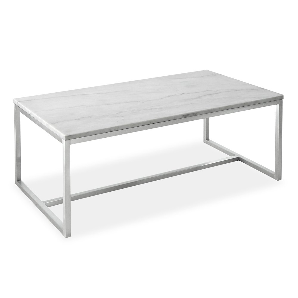 Esme White Marble And Brushed Nickel Rectangular Cocktail Table. Picture 2