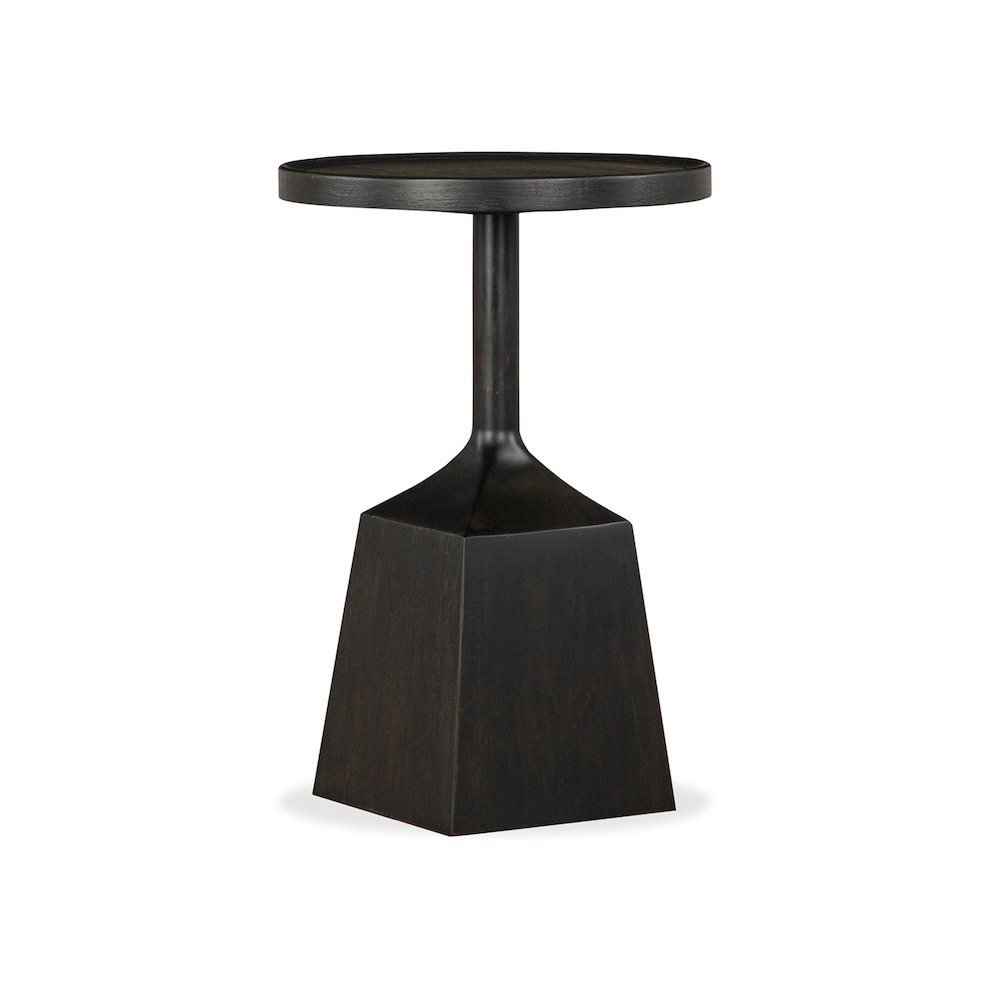 Lindon Coffee Bean Round Pedestal Accent End Table. Picture 1