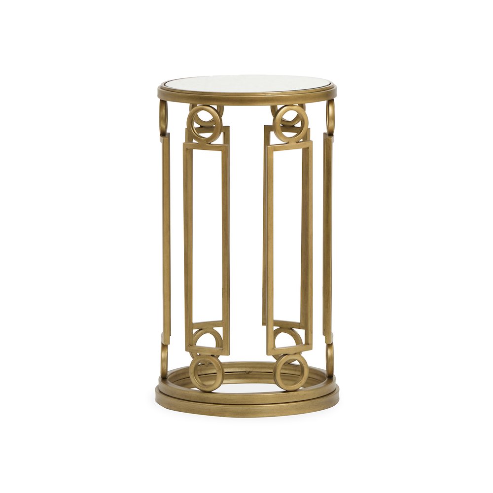 Lorena Burnished Brass Round Accent Table. Picture 1