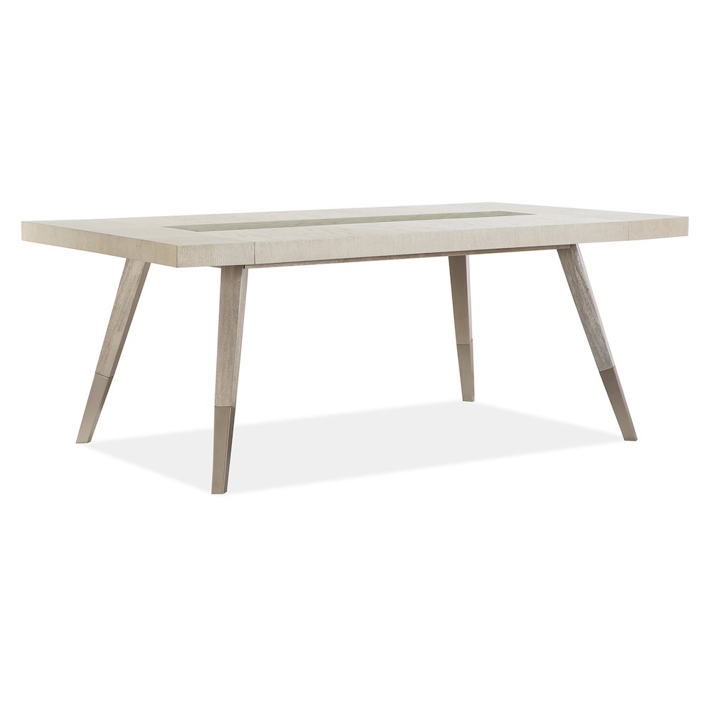Lenox Warm Silver And Acadia White Extendable Rectangular Dining Table. Picture 1