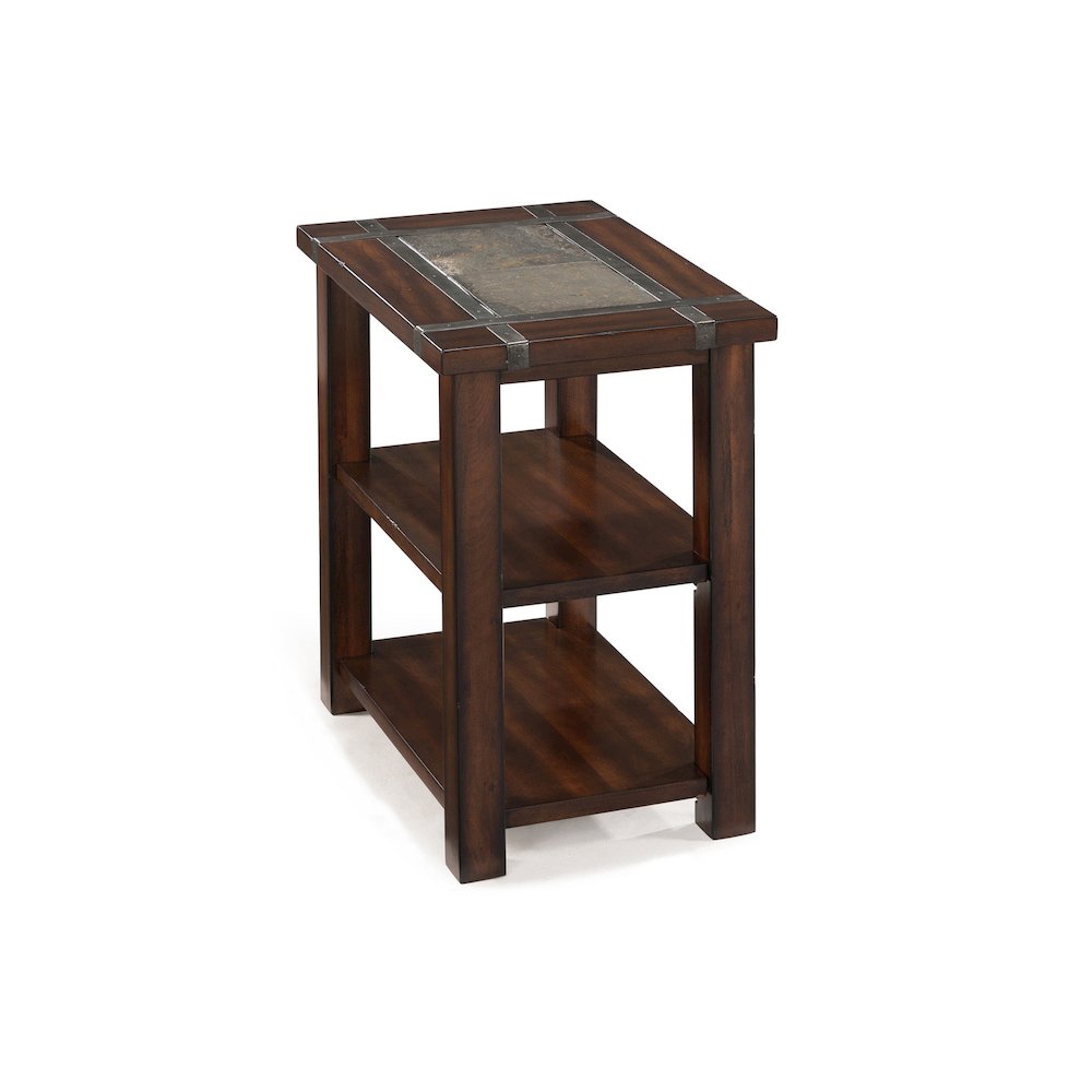 Roanoke Cherry And Slate Rectangular Chairside End Table. Picture 1