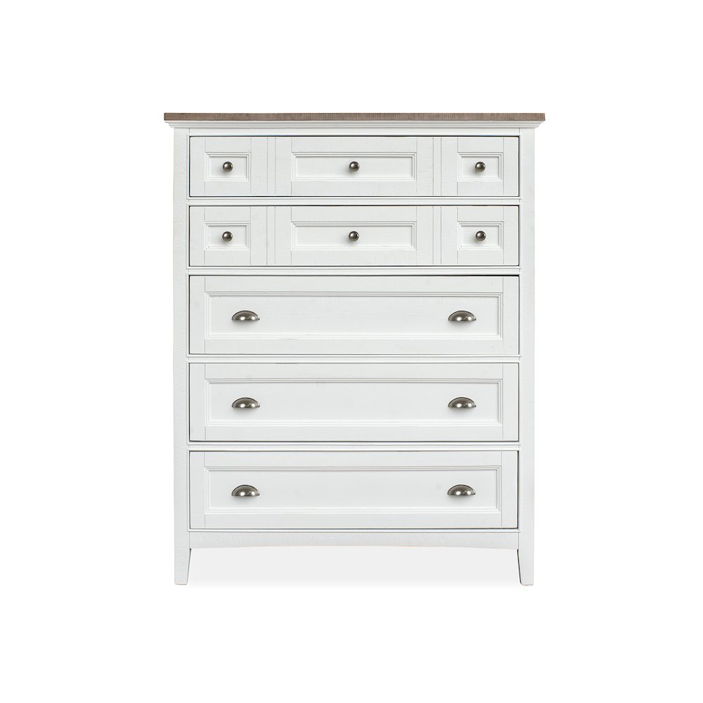 Heron Cove Chalk White And Dovetail Grey 2 Tone Drawer Chest. Picture 2
