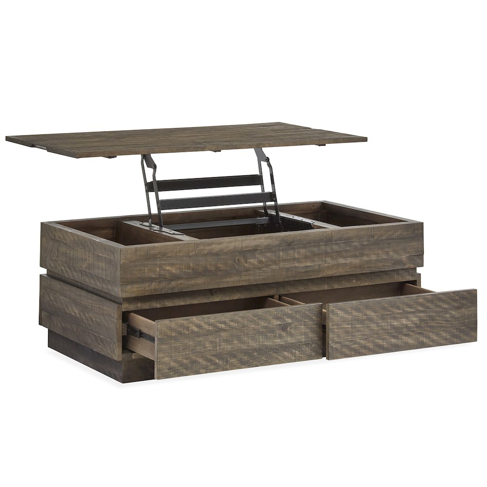 Baisden Tobacco Lift Top Storage Cocktail Table With Casters. Picture 6