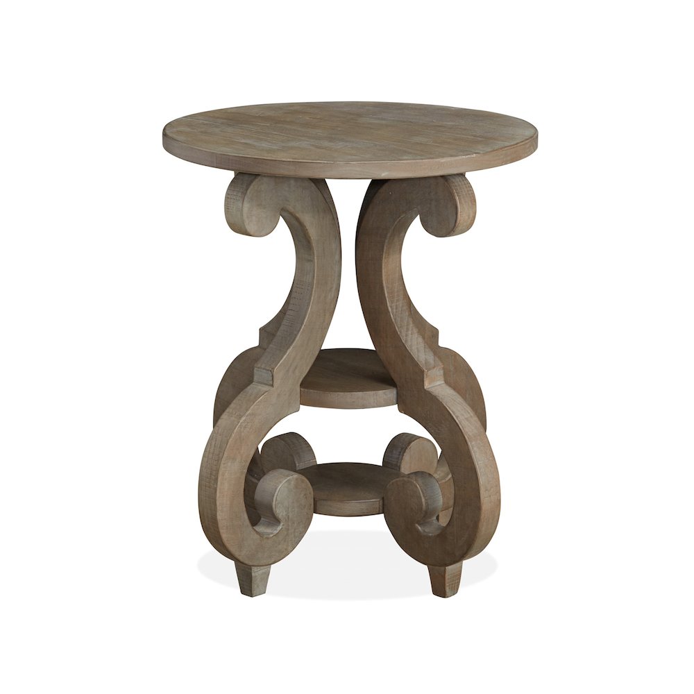 Tinley Park Dove Tail Grey Round Accent End Table. Picture 2