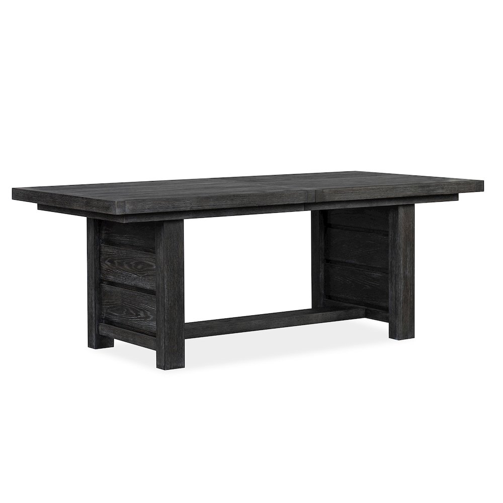 Plum Creek Ravenwood Black Extendable Trestle Dining Table. Picture 1