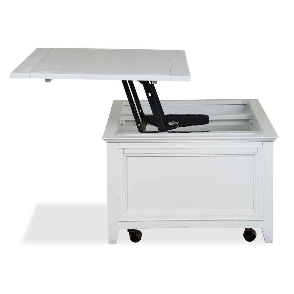 Heron Cove Chalk White Lift Top Storage Cocktail Table With Casters. Picture 6