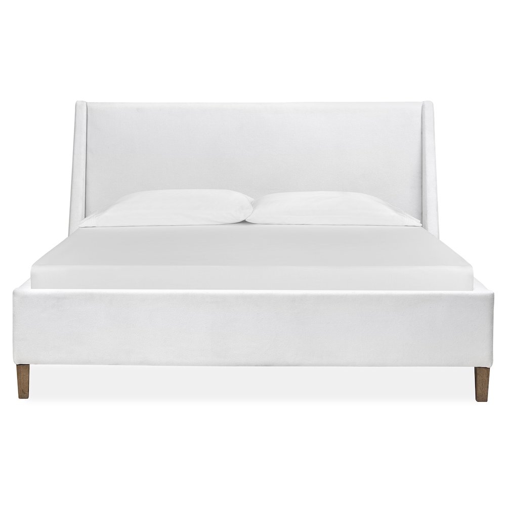 Lindon Belgian Wheat And Coffee Bean Queen White Upholstered Island Bed. Picture 2
