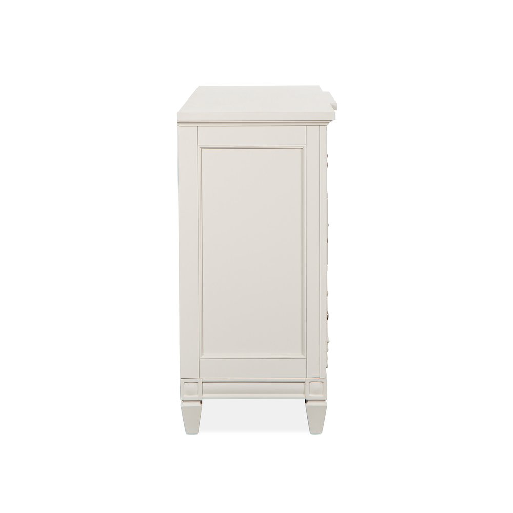 Egg Shell White With Slight Rub Through Drawer Dresser With Landscape Mirror. Picture 6
