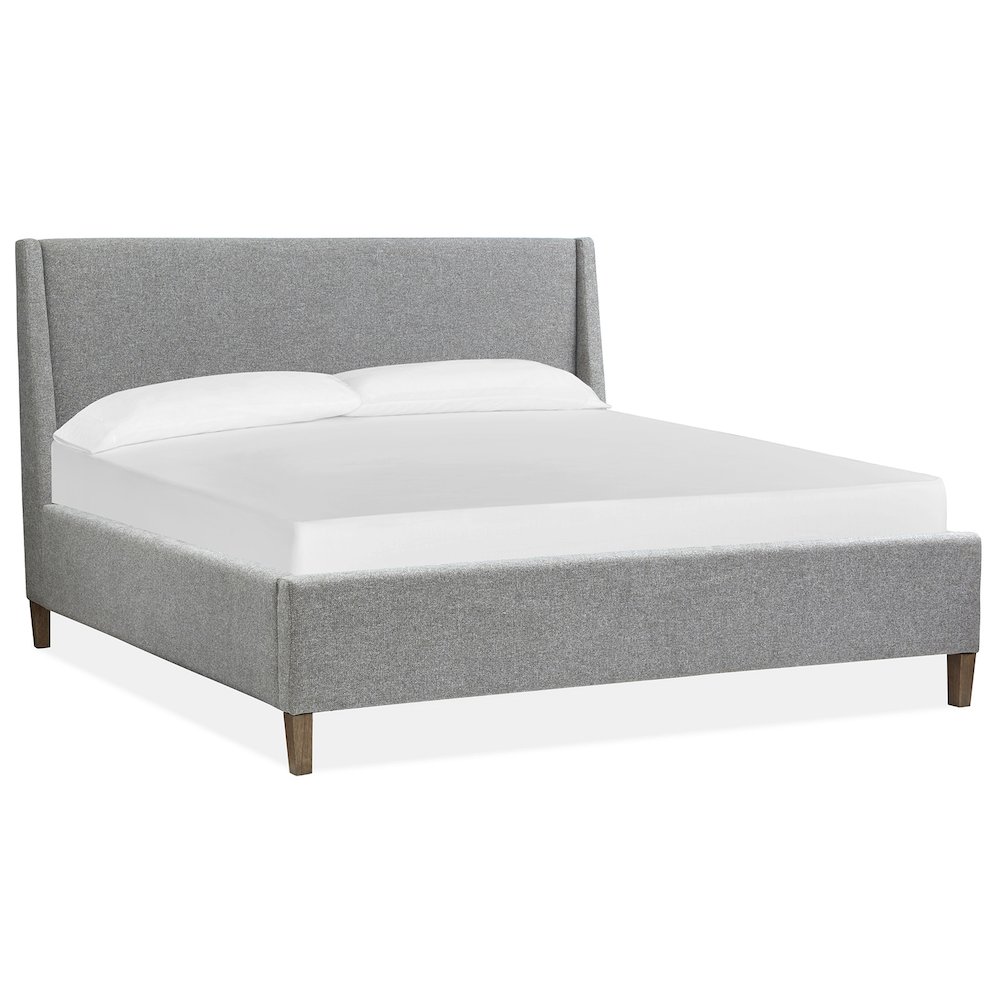 Lindon Belgian Wheat And Coffee Bean Queen Grey Upholstered Island Bed. Picture 1