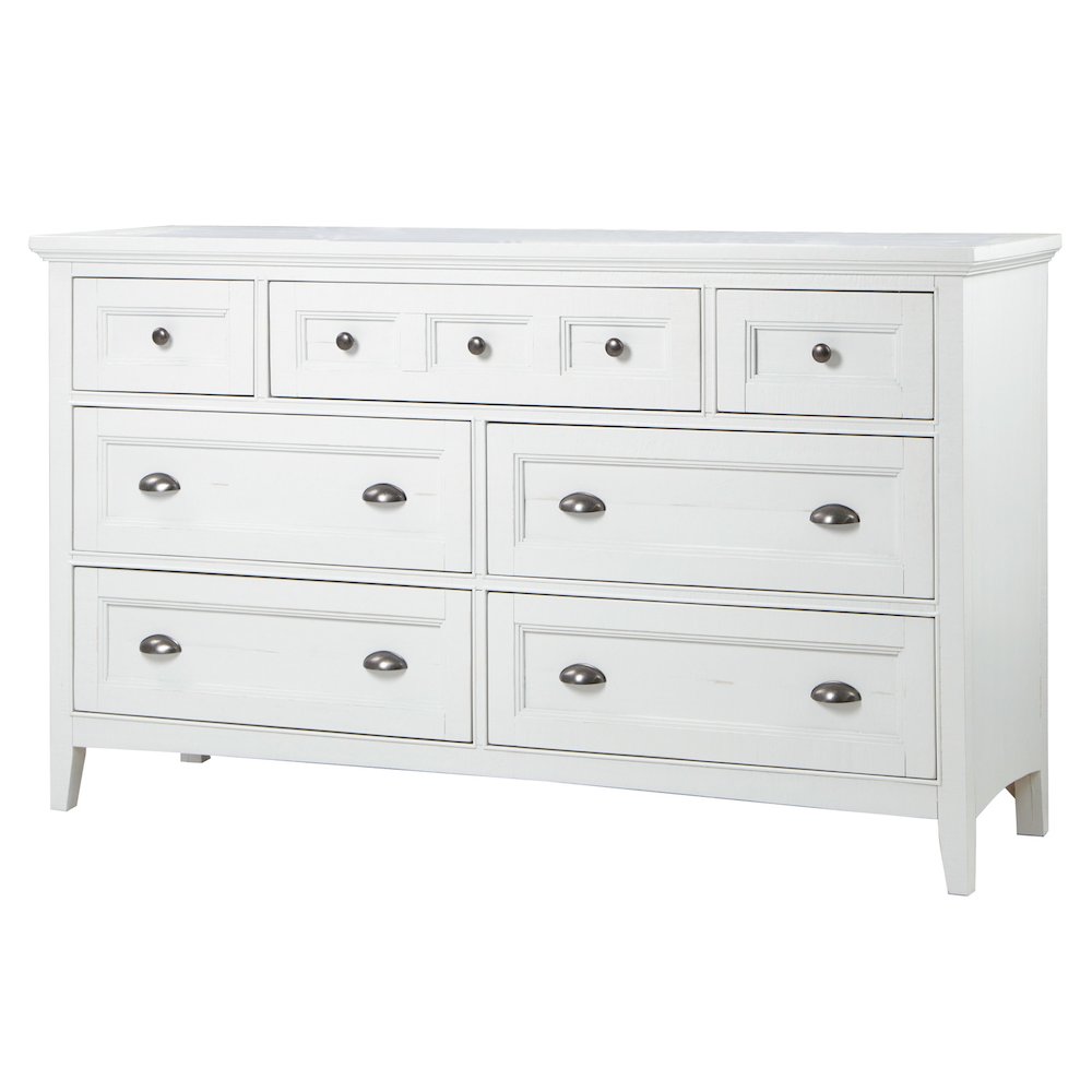 Heron Cove Chalk White And Dovetail Grey Drawer Dresser With Landscape Mirror. Picture 3