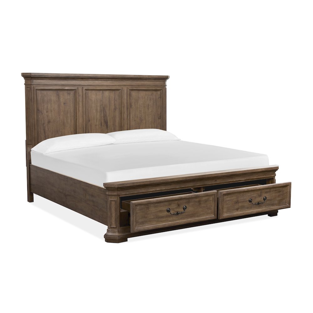 Adler Court Florentine Walnut King Panel Storage Bed. Picture 2